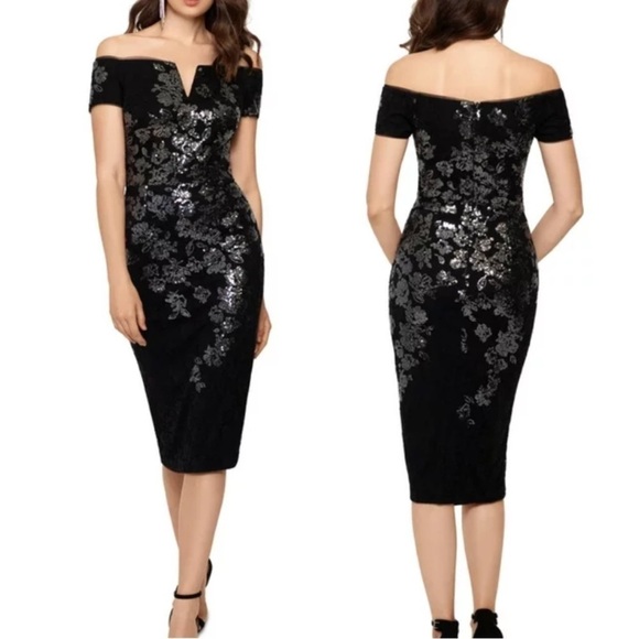 Xscape Lace Sequin Sheath Dress - Picture 1 of 8